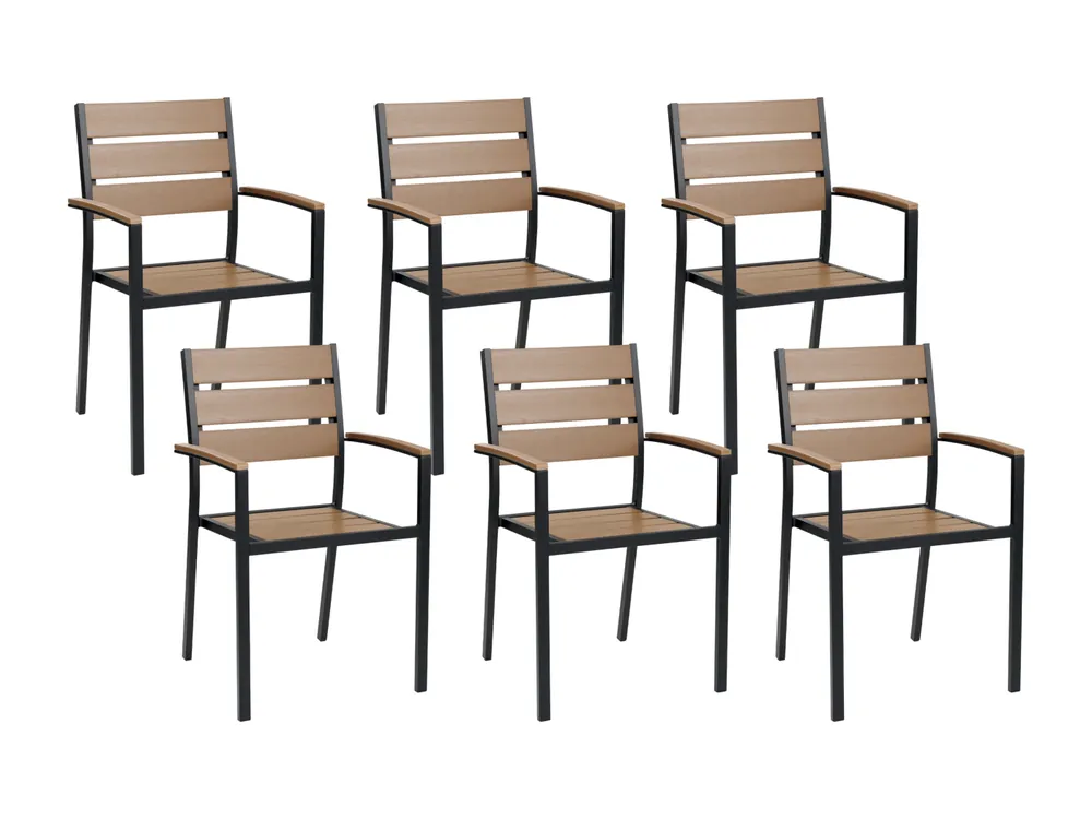 Set van 6 tuinstoelen VERNIO Bruin/zwart