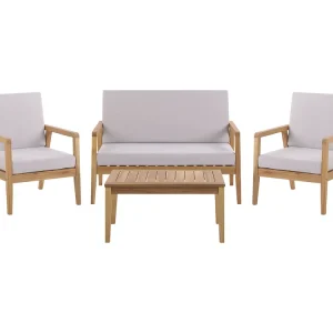 Loungeset met tafel 4-zitter PALLANO Acaciahout Taupe