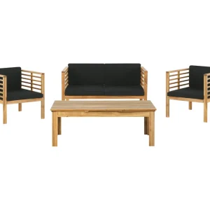 Loungeset met tafel 4-zitter PACIFIC Acaciahout Zwart