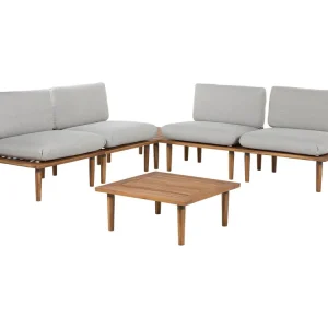 Loungeset met tafel 4-zitter FRASCATI Gecertificeerd acaciahout Lichtgrijs