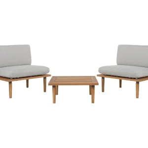 Loungeset met tafel 2-zitter FRASCATI Gecertificeerd acaciahout Lichtgrijs