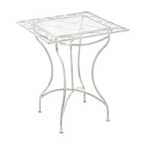 Bijzettafel tuin - vierkant - Metaal - 60 x 60 cm - antiek/wit - Asina
