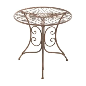 Bijzettafel tuin - vierkant - Metaal - 55 x 55 cm - antiek bruin - Ariano