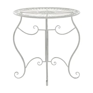 Bijzettafel tuin - rond ? 70 cm - Metaal - Blanc antique - Indra