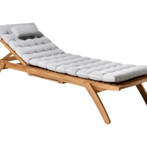 Ligstoel met kussen CESANA PREMIUM Acaciahout Lichtgrijs