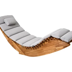 Ligstoel met kussen BRESCIA PREMIUM Acaciahout Lichtgrijs