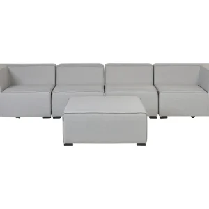 Tuin loungebank met ottomaan 4-zitter AREZZO Lichtgrijs