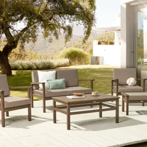 Loungeset met tafel 4-zitter MANILA Gecertificeerd acaciahout Donkerbruin