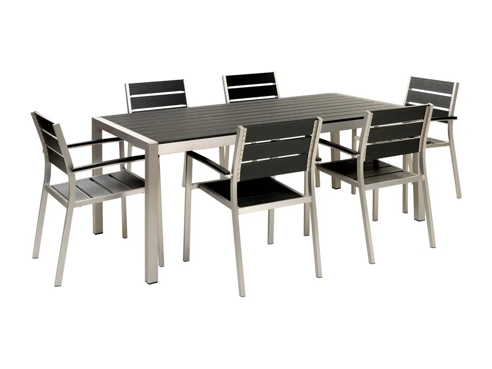 Tuinset 6-zitter VERNIO Zwart/zilver