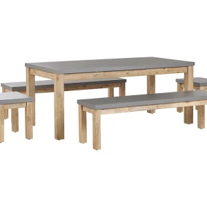 Tuinset met banken en krukken 8-zitter OSTUNI Beton Grijs