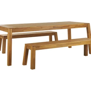 Tuinset met banken 6-zitter LIVORNO Acaciahout Bruin