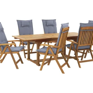 Tuinset 6-zitter JAVA met kussens Acaciahout Blauw