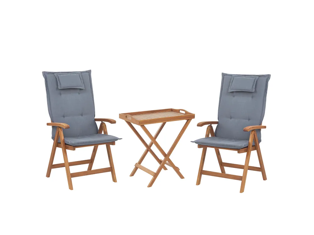 Bistroset met kussens Inklapbaar JAVA Hout Blauw