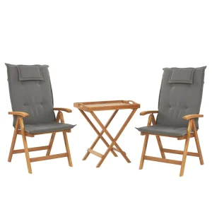 Bistroset met kussens Inklapbaar JAVA Hout Grafietgrijs