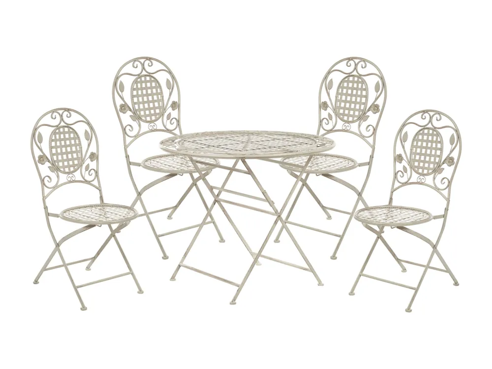 Tuinset 4-zitter BIVIO Inklapbaar Metaal Gebroken wit