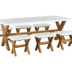 Tuinset met krukken 6-zitter OLBIA Beton Wit