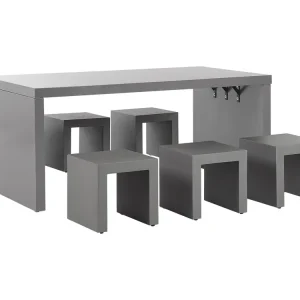 Tuinset met krukken 6-zitter TARANTO Beton Grijs