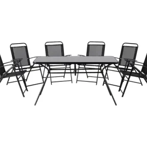 Tuintafelset Glas Zwart LIVO