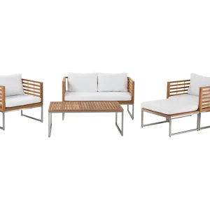 Loungeset met tafel 4-zitter BERMUDA Acaciahout Bruin