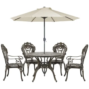 Tuinset 4-zitter SAPRI Met parasol (16 opties) Metaal Donkerbruin