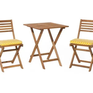 Bistroset met kussens FIJI Hout Geel