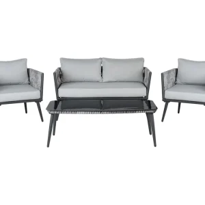 Loungeset met tafel 4-zitter PREVEZA Grijs