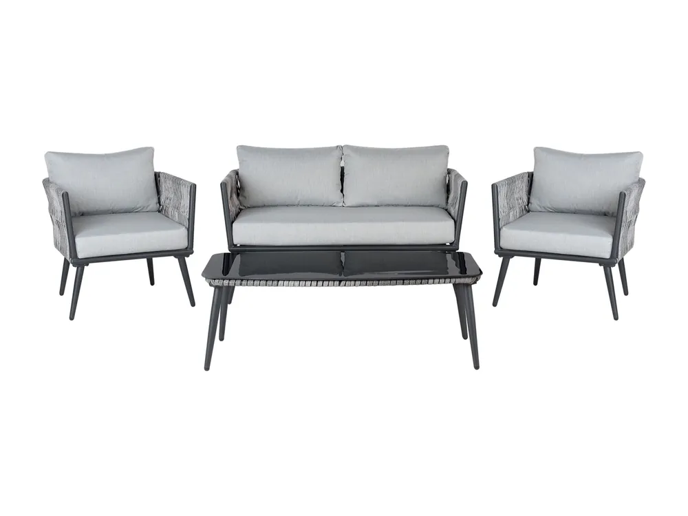 Loungeset met tafel 4-zitter PREVEZA Grijs