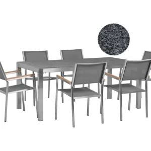 Tuinset 6-zitter GROSSETO Graniet Gepolijst Grijs