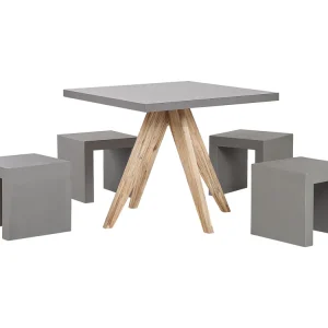 Tuinset met krukken 4-zitter OLBIA/TARANTO Beton Grijs
