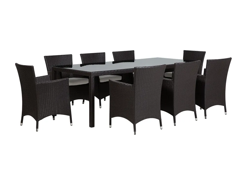 Tuinset 8-zitter ITALY met kussens Bruin