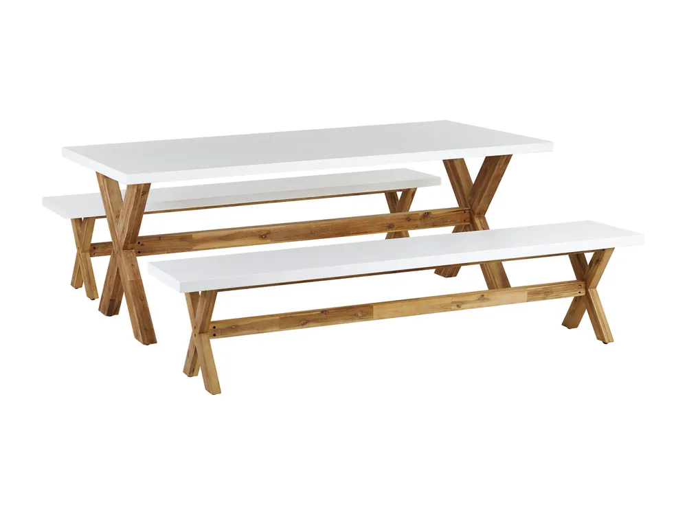 Tuinset met banken 6-zitter OLBIA Beton Wit