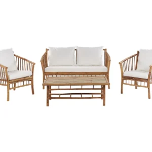 Loungeset met tafel 4-zitter MAGGIORE Bamboehout Lichtbruin