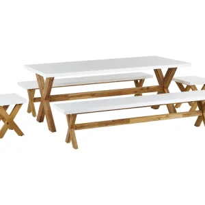 Tuinset met banken en krukken 8-zitter OLBIA Beton Wit