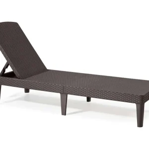 Curver Jaipur Sun Lounger Ligstoel met 4-voudig verstelbare rugleuning Tuinstoel UV- en weerbestendig rotan bruin