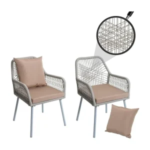 Tuinstoel MCW-O12 (set van 2),grijs, bekleding taupe