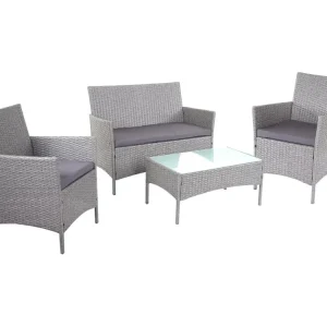 2-1-1 Poly-rotan tuinset Hamar,grijs, antraciet kussens