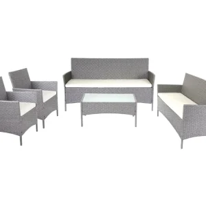 3-2-1-1 Polyrotan set Hamar,grijs, kussens cr??me