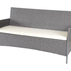 3-zits polyrotan tuinbank Hamar,grijs, kussens cr??me