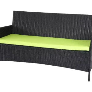 3-zits polyrotan tuinbank Hamar,antraciet, groene kussens