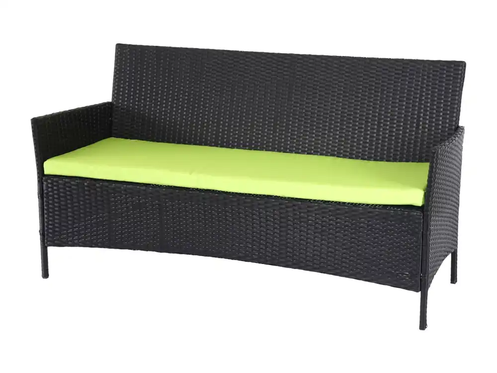 3-zits polyrotan tuinbank Hamar,antraciet, groene kussens