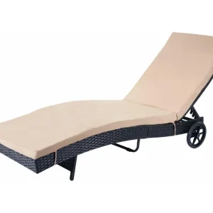 Ligstoel MCW-D80,antraciet, beige kussens