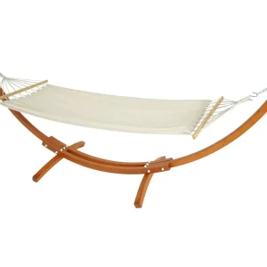 Hangmat met frame MCW-J46,bruin, cr??me-witte mat