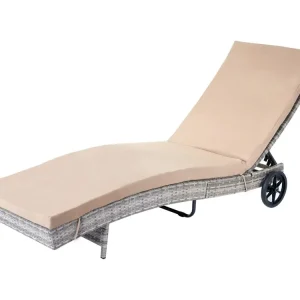 Ligstoel MCW-D80,grijs, beige kussens