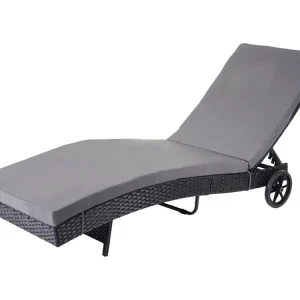 Ligstoel MCW-D80,antraciet, donkergrijze kussens