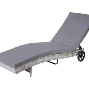 Ligstoel MCW-D80,grijs, donkergrijze kussens