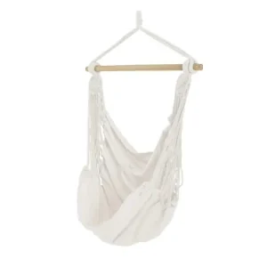 Witte Katoenen en Polyester Hangmat Schommel KLEDINGMODEL BORNEO 100x130cm