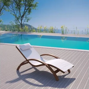 Tuinligbed van hout en beige HAVANA