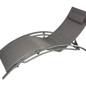 Verstelbare en stapelbare grijze ligstoel voor 1 persoon met stalen poten LIMEA