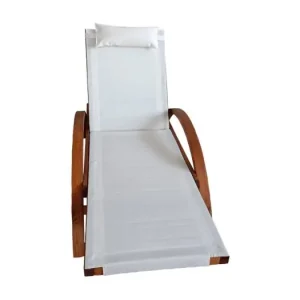 Ligbed van Hout met Wit PVC Doek NAARI - Comfortabel en Stevig