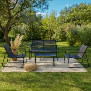 Metalen tuinset 4 plaatsen SINTRA - Elegant design voor kleine buitenruimtes